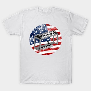 Jazz Organ USA Flag Organist Musician 4th July T-Shirt